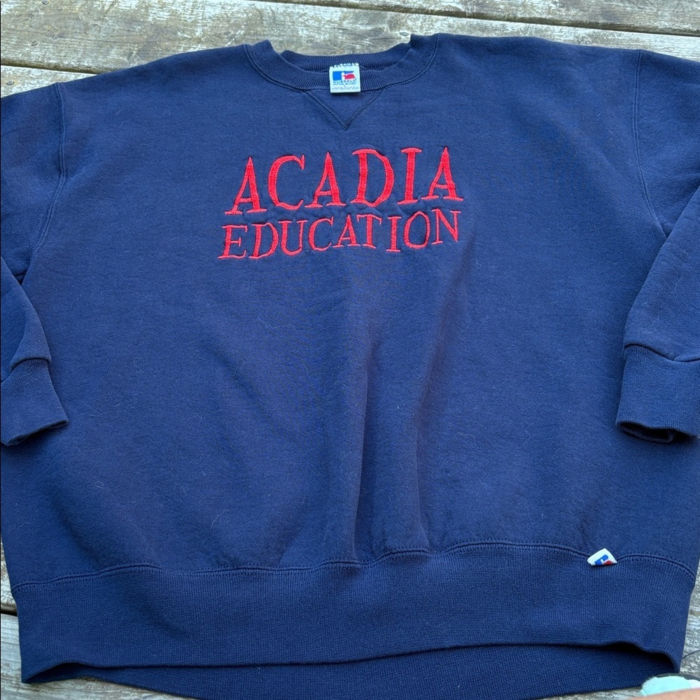 Russell Athletic Acadia Education Navy Sweatshirt size L